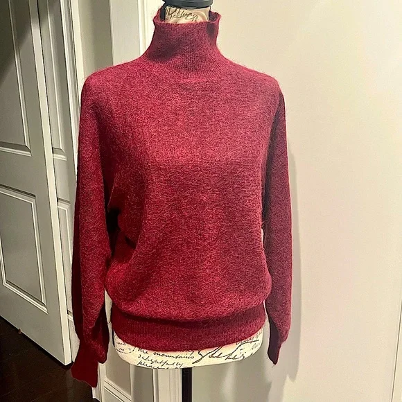 7 For All Mankind Mohair Wool Blend Balloon Sleeve Mock Neck Pullover Sw… - Picture 13 of 16